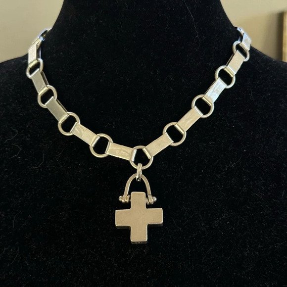 Rare sterling silver Versani necklace Avant Garde modernist chain - Picture 13 of 17